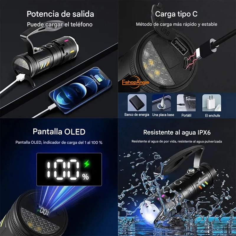 LINTERNA LED ULTRAPOTENTE CON ZOOM RECARGABLE - 3