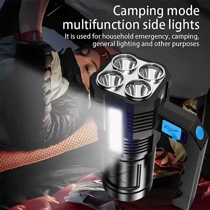 LINTERNA LED USB 4 FOCOS RECARGABLE LMPERMEABLE BRILLANTE - 5