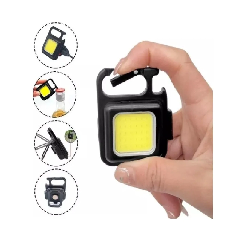 LINTERNA LLAVERO LED COB 800 LUMENS GANCHO IMAN RECARGABLE BLANCO NEGRO - 1