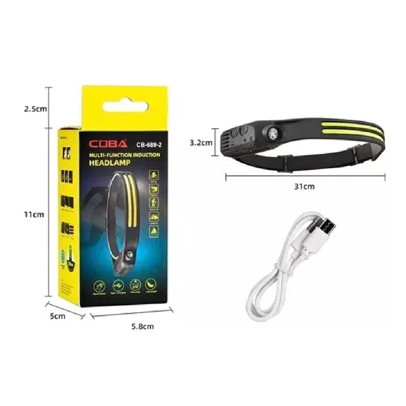 LINTERNA LED CINTILLO CON SENSOR MONTADO EN LA CABEZA LUZ BLANCO - 2