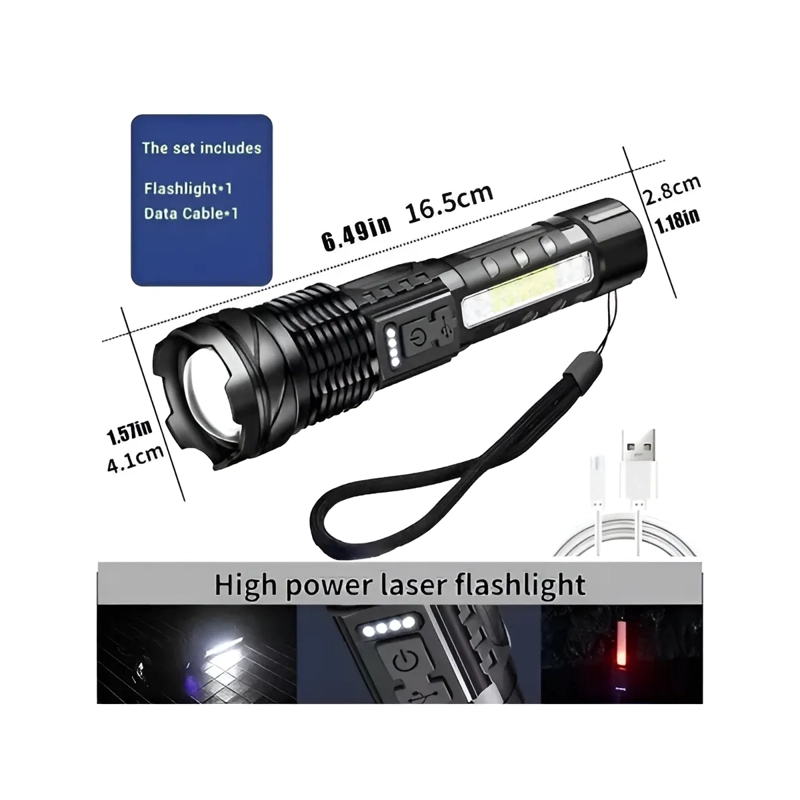 LINTERNA LED USB TITANIUM TACTICAL LASER PRO CAMPING TRAIL, COLOR: NEGRO, COLOR DE LUZ: NEGRO - 4