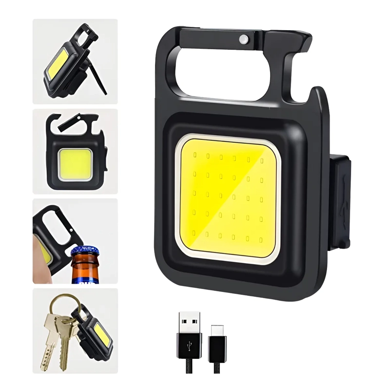 MINI LINTERNA LLAVERO COB POTENTE RECARGABLE LUZ BLANCO FRIO - 2