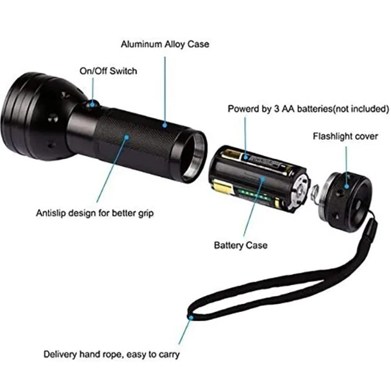 LINTERNA ULTRAVIOLETA 51 LED UV DETECTORA SUSTANCIAS LAMPARA RAYOS ULTRAVIOLETA - 1