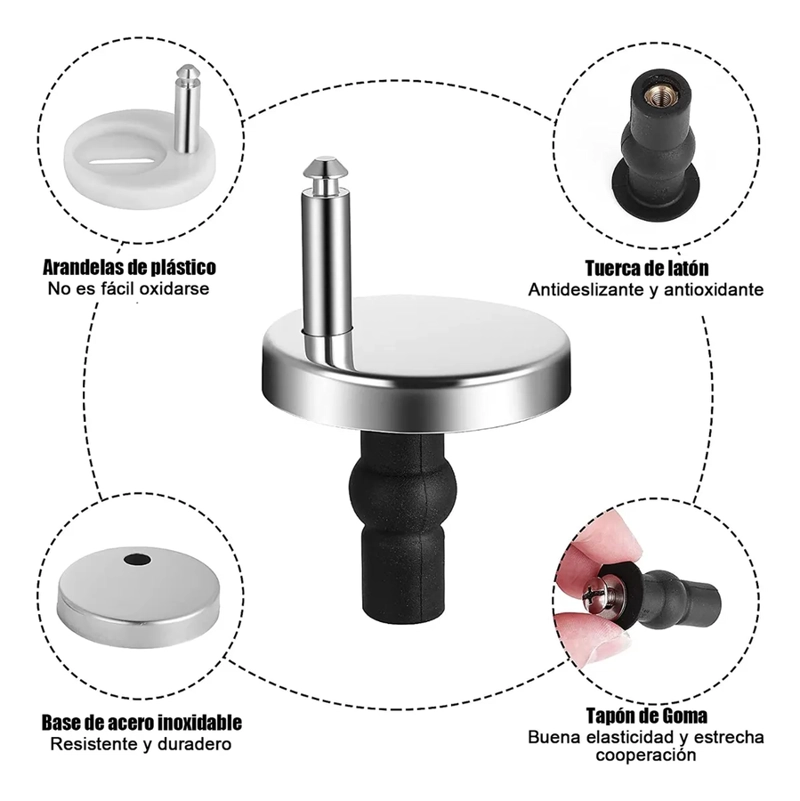 4 BISAGRAS DE ASIENTO DE INODORO,TORNILLO DE GOMA EXPANSIBLE GRIS - 2