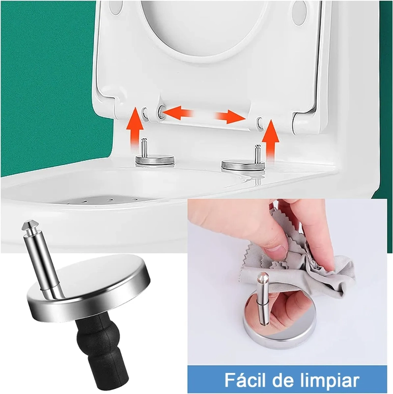 4 BISAGRAS DE ASIENTO DE INODORO,TORNILLO DE GOMA EXPANSIBLE GRIS - 6