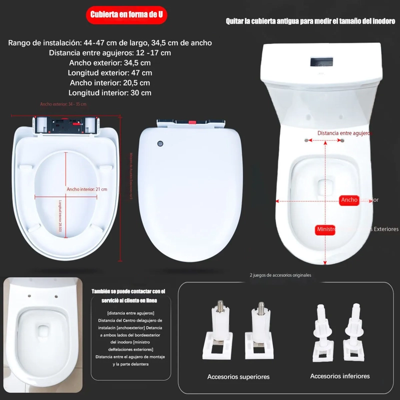 INODORO FORMA U ASIENTO WC Y TAPA ENVOLVENTE -CIERRE SOFT - 5
