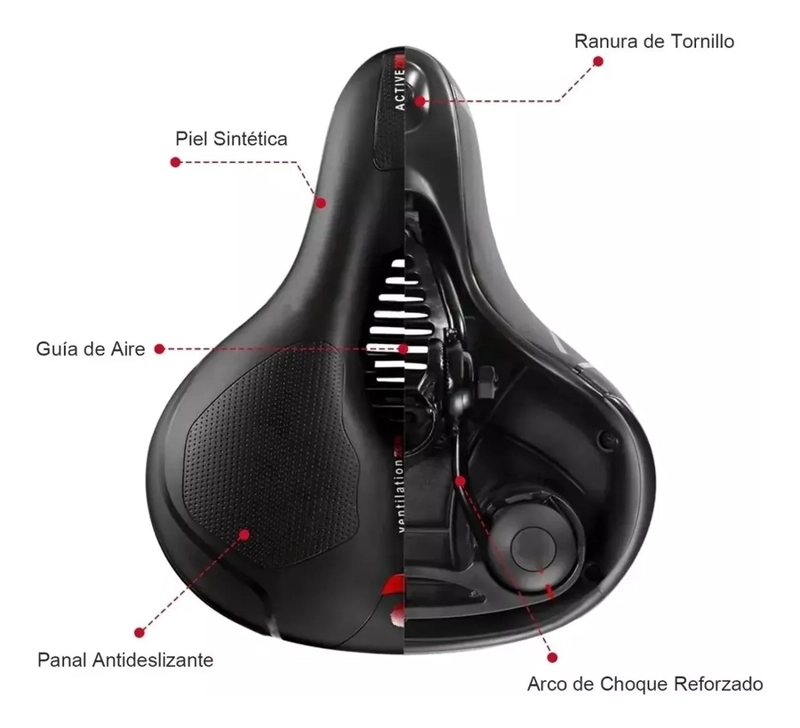 SILLIN ASIENTO DE BICICLETA IMPERMEABLE, COMODO Y SUAVE. - 2