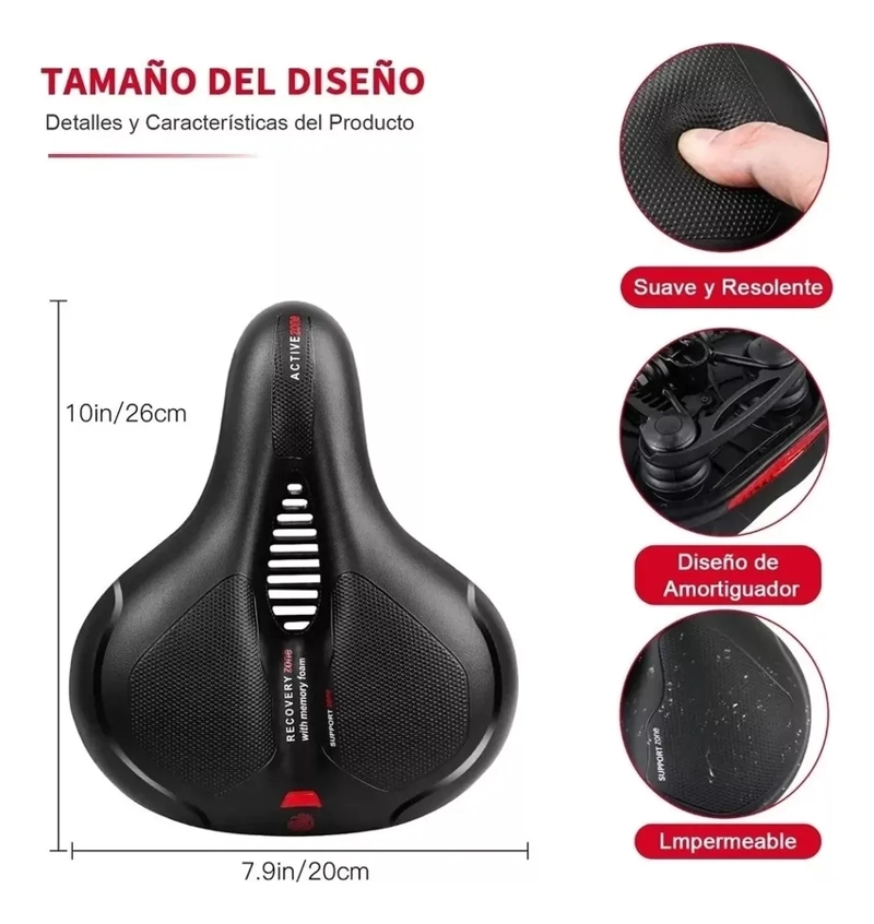 SILLIN ASIENTO DE BICICLETA IMPERMEABLE, COMODO Y SUAVE. - 3