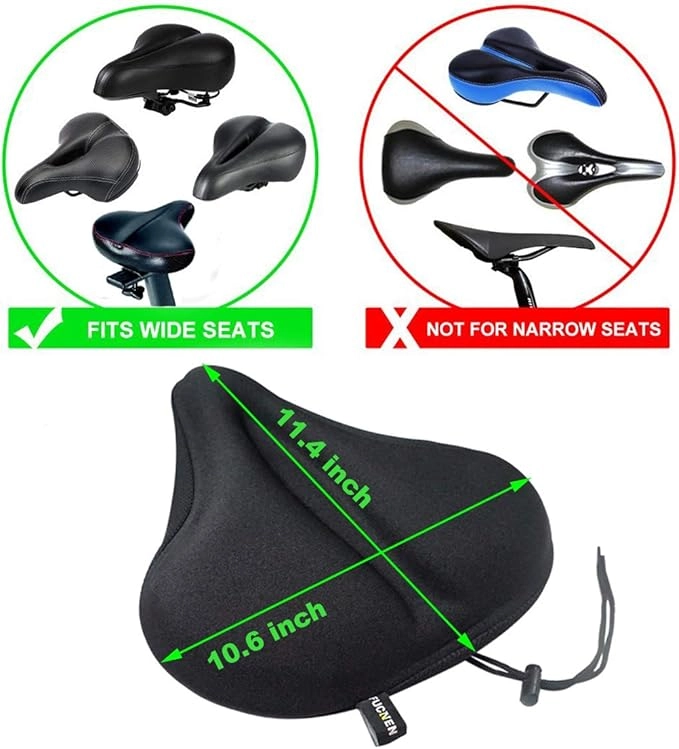 CUBRE SILLIN ASIENTO BICICLETA ACOLCHADO GEL GRANDE ANCHO #2 - 3