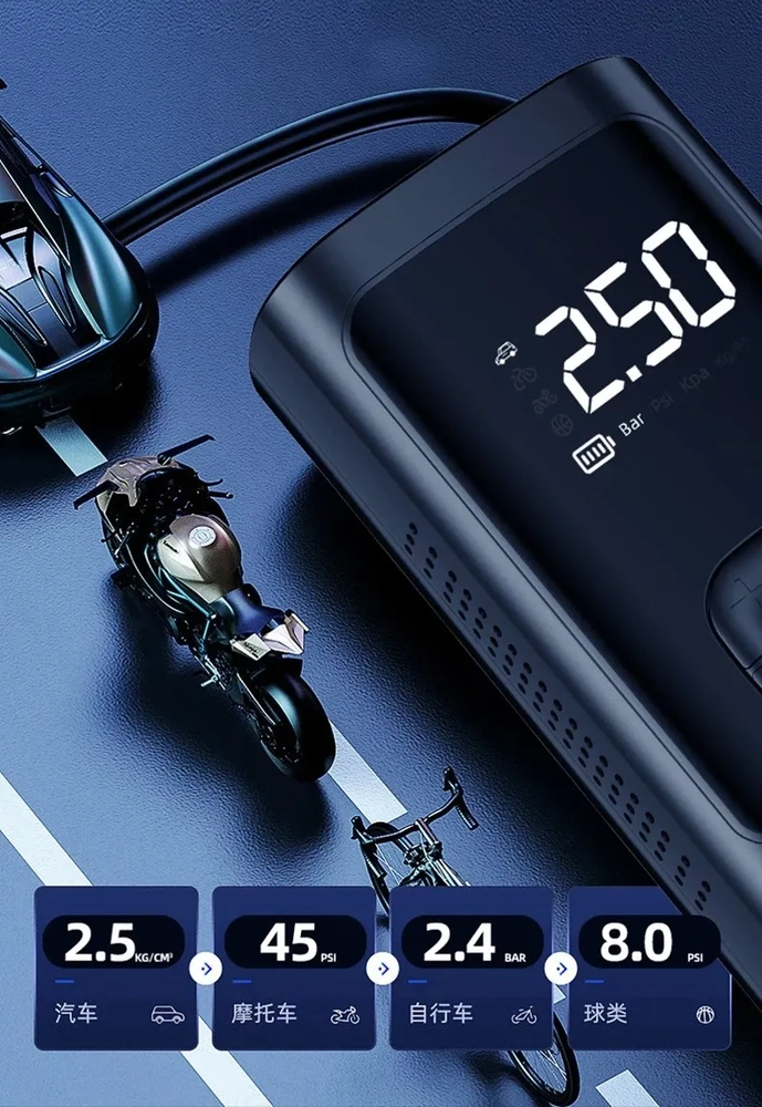 COMPRESOR AIRE 150PSI AUTO MOTO BICICLETA POWER BANK 6000MAH - 3