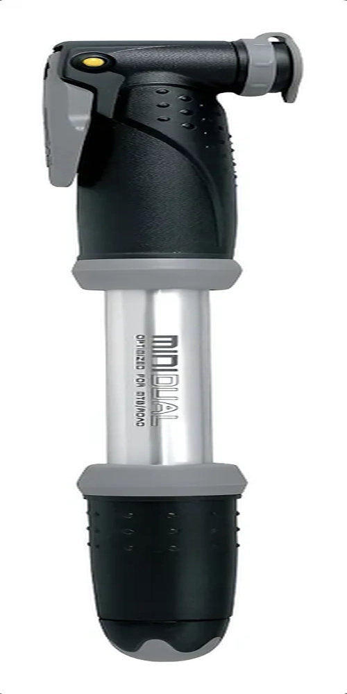 BOMBA DE AIRE TOPEAK MINI DUAL DE 120 PSI PARA VIAJES DE IDA Y VUELTA, COLOR PLATEADO - 2