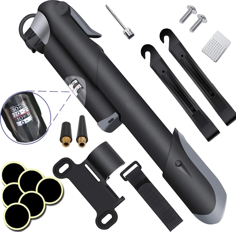 MINI BOMBINES PORTATIL PARA BICICLETA CON MANOMETRO 120PSI - 5
