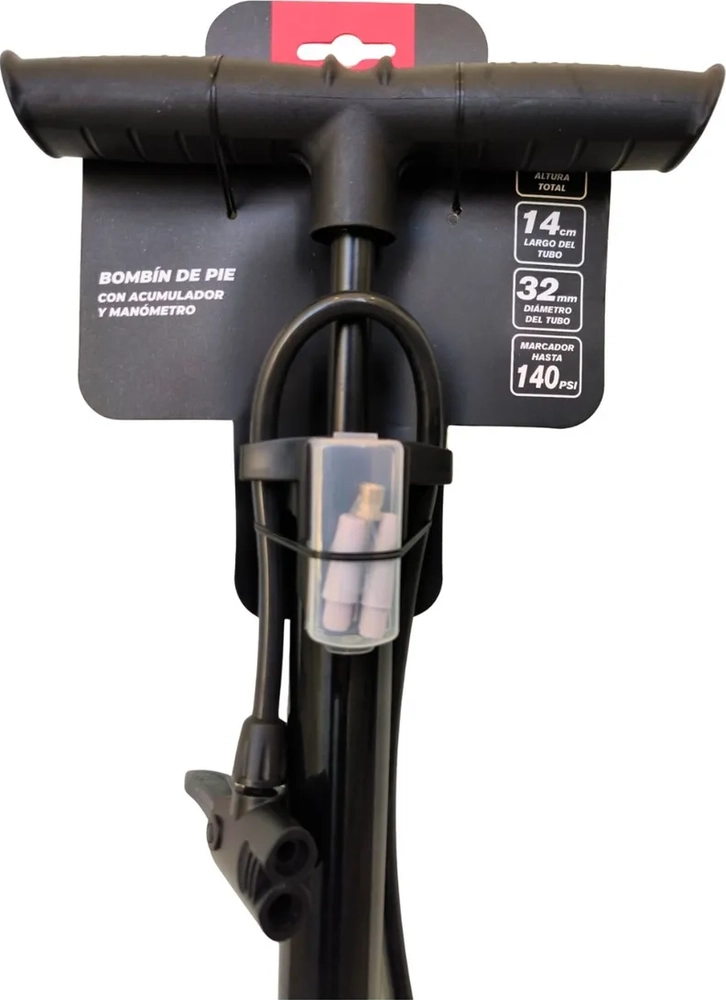 INFLADOR DE PIE UK TIME CON ACUMULADOR + MANOMETRO Y AGUJA NEGRO - 3