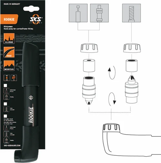 BOMBIN DE MANO PARA BICICLETA MINI ROOKIE -245 COLOR NEGRO - 2
