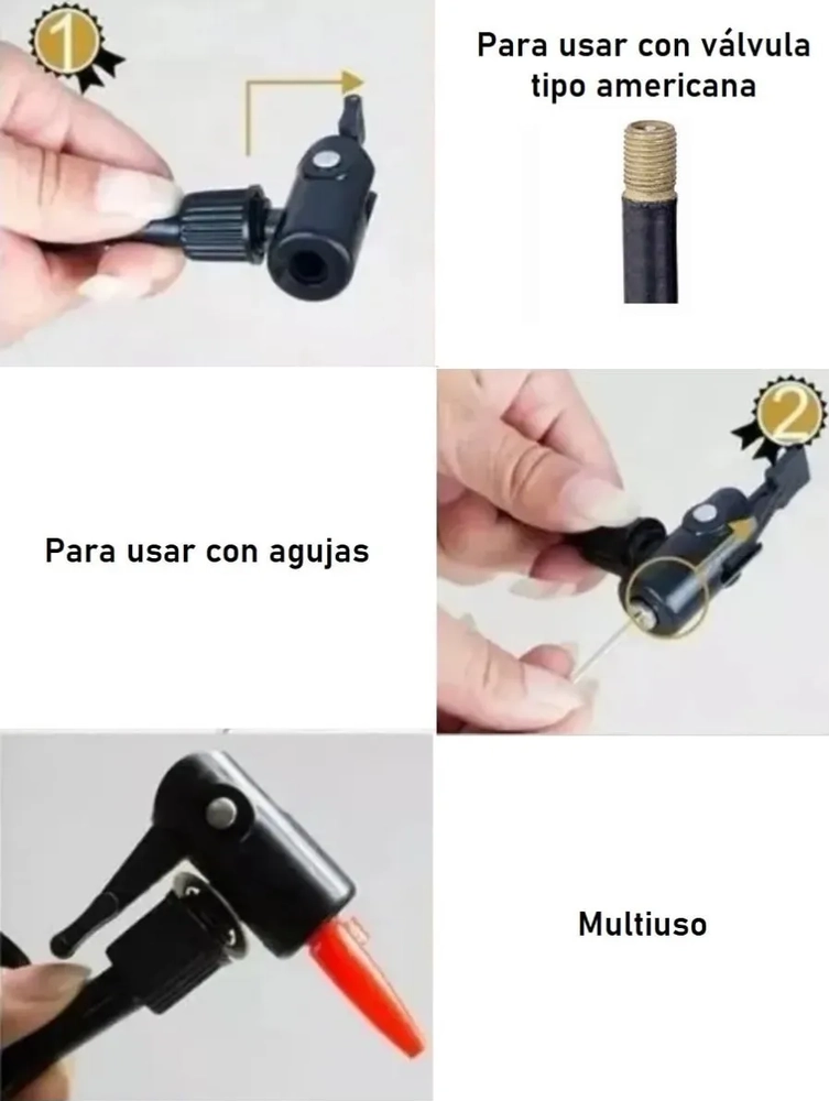 BOMBIN INFLADOR MANUAL PARA BICICLETA & MULTIUSO 30 CM - 1