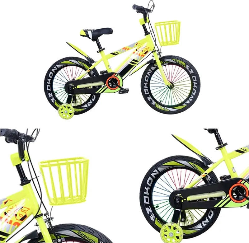 BICICLETA MOUNTAIN BIKE LUCES LED Y COLORES ARO 12 AMARILLO - 4