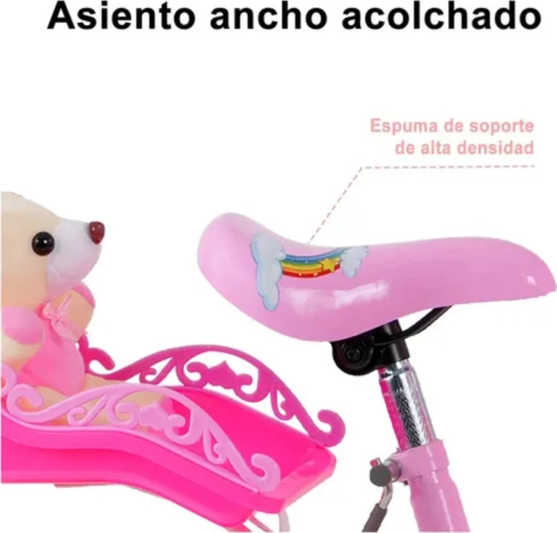 BICICLETA ARO 12 ROSADA PROTECTOR CADENA CESTA RUEDA APRENDI - 1