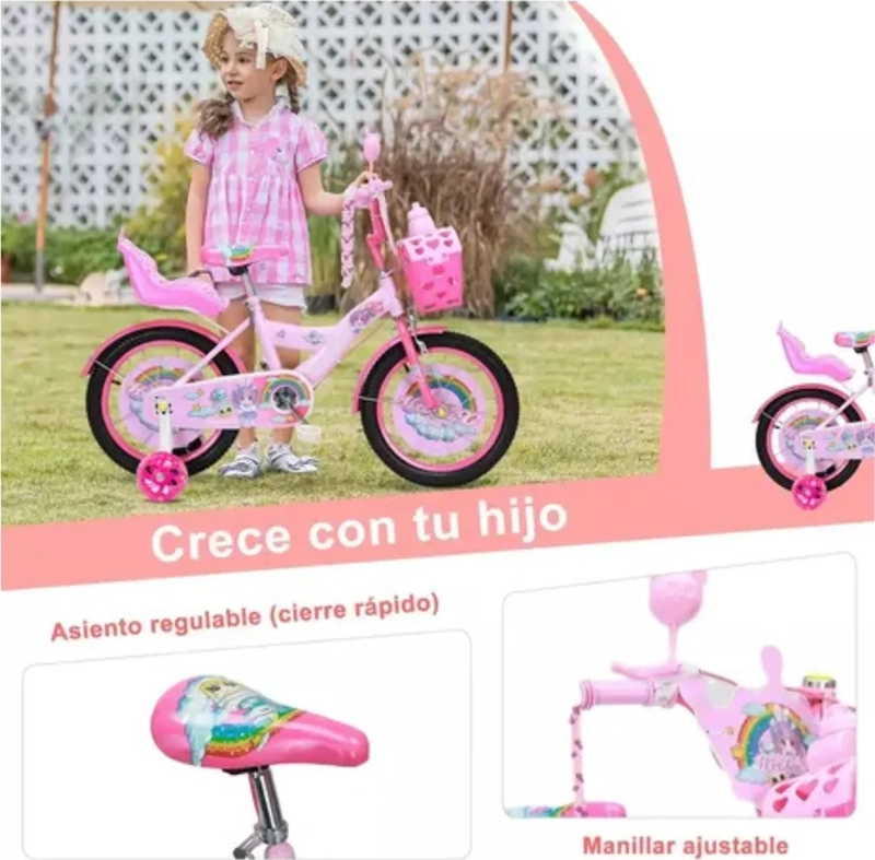 BICICLETA ARO 12 ROSADA PROTECTOR CADENA CESTA RUEDA APRENDI - 5