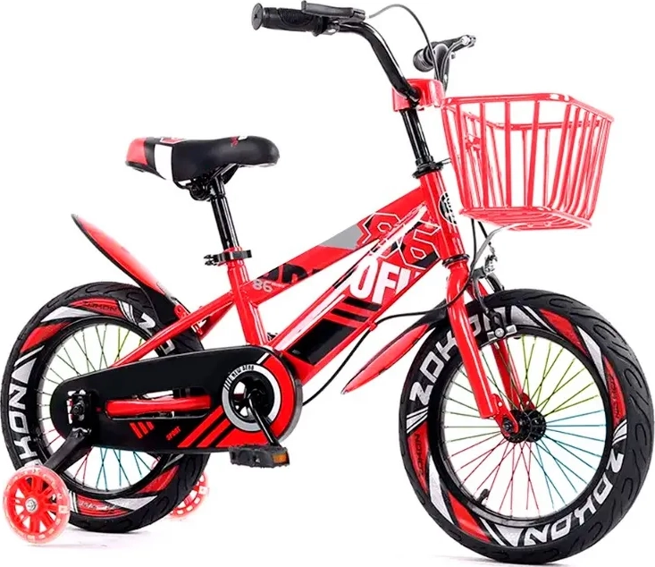 BICICLETA MOUNTAIN BIKE LUCES LED Y COLORES ARO 12 ROJO - 1