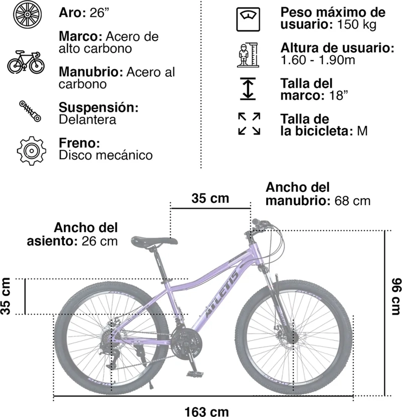 BICICLETA MOUNTAIN BIKE CRUISE ARO 26 21 VELOCIDAD MUJER - 2