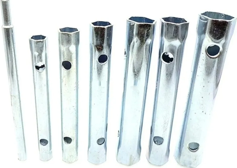 SET 6 LLAVE PLOMERO TRASERA TUERCA LLAVE BUJIA LLAVE JUEGO PLATEADO - 2