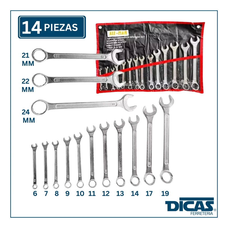 JUEGO DE 14 LLAVES PUNTA CORONA + CAJA DE DADOS 40 PIEZAS - 2