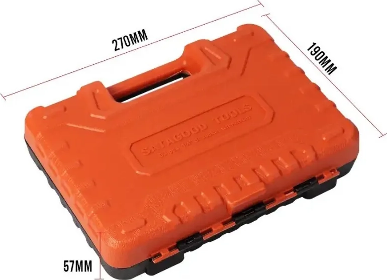 SET DE DADOS 53 PIEZAS DE 1/4 CON MALETA NARANJA OSCURO - 1