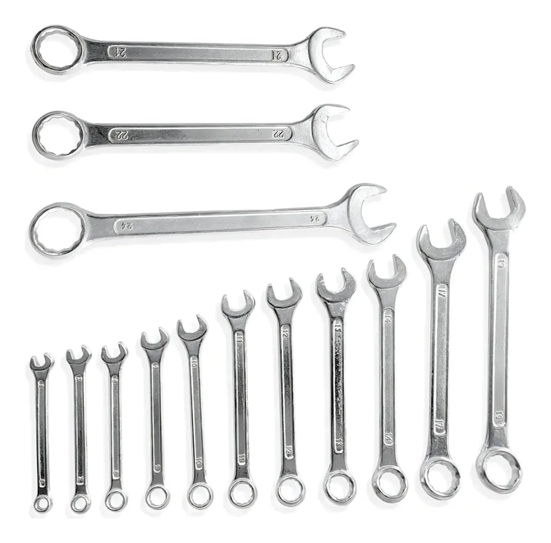 SET LLAVE COMBINADA 14 PIEZAS CROMADO SET LLAVE CORONA COLOR NEGRO - 1