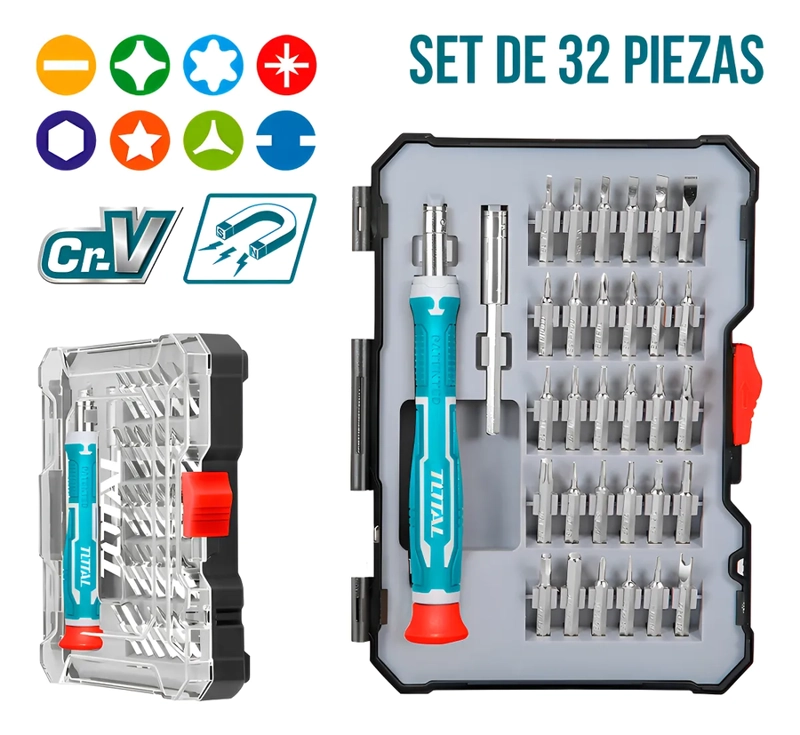 SET DESTORNILLADORES DE PRECISION 32 PIEZAS TOTAL - 1