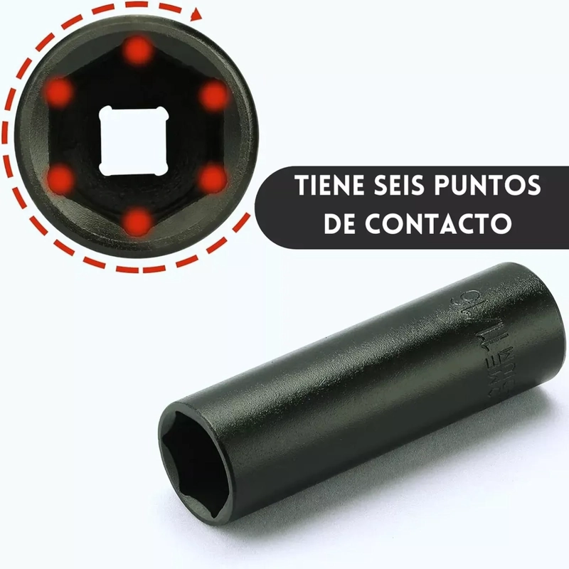 JUEGO DADOS IMPACTO LARGO 1/2 10 PCS USO MANUAL O NEUMATICO - 4