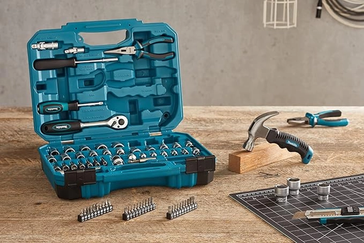 JUEGO DE DADOS 1/4 + PUNTAS MAKITA 21 PIEZAS B-54081 PLATEADO - 1