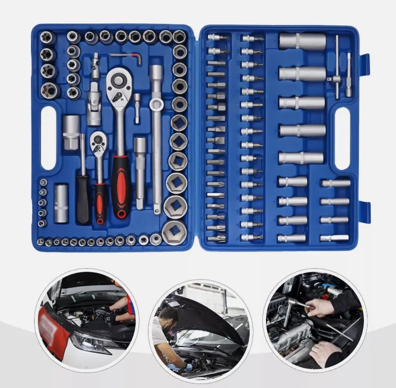JUEGO CAJA SET DADOS CROMO VANADIUM PROFESIONALES 108 PIEZAS AZUL - 2