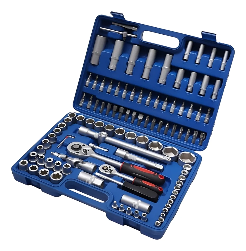 JUEGO CAJA SET DADOS CROMO VANADIUM PROFESIONALES 108 PIEZAS AZUL - 3
