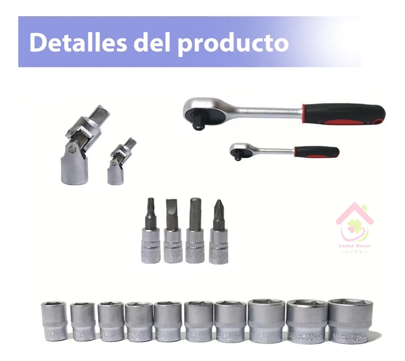 JUEGO CAJA SET DADOS CROMO VANADIUM PROFESIONALES 108 PIEZAS AZUL - 4