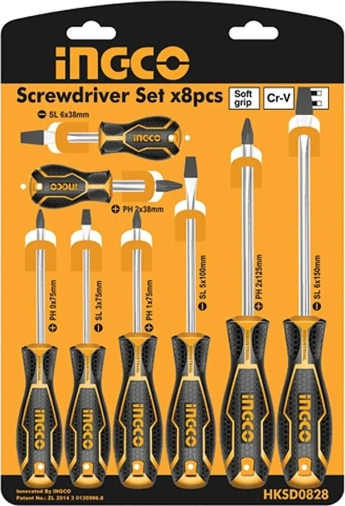 KIT SET JUEGO DESTORNILLADORES 8 PIEZAS INGCO HKSD0828 - 2