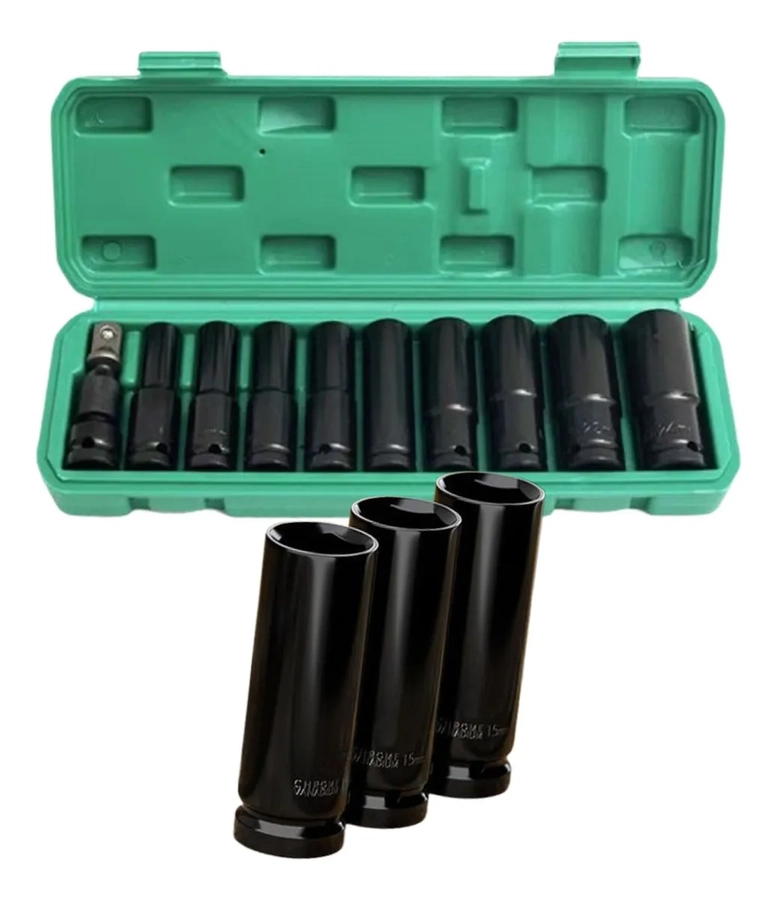 JUEGO HERRAMIENTAS LLAVE DE VASO KIT MECANICAS DADOS 11 PZS - 4