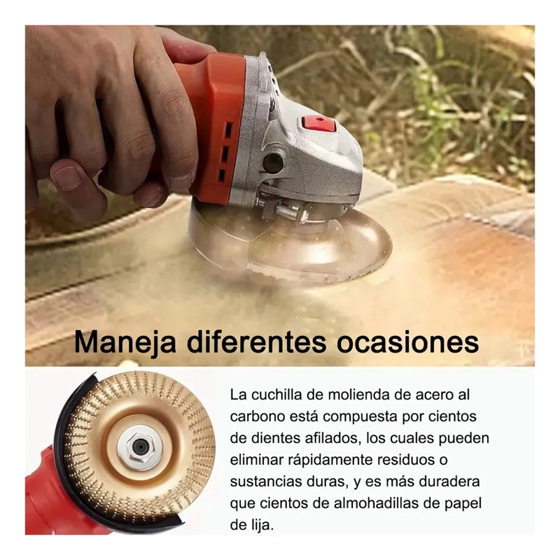 JUEGO DE 4 DISCOS PARA TALLAR MADERA+JUEGO DE 5 ESCOFINAS DORADO - 4