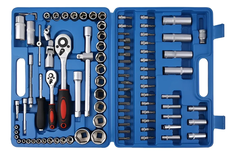 CAJA HERRAMIENTAS DADOS LLAVES 94 PIEZAS ACERO CRV - NORPLAT COLOR AZUL - 4