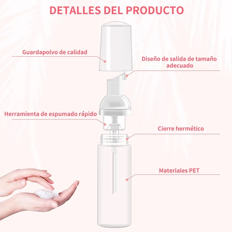 20PCS DISPENSADORA ESPUMA BOTELLAS JABON 50ML TRANSPARENTE - 2