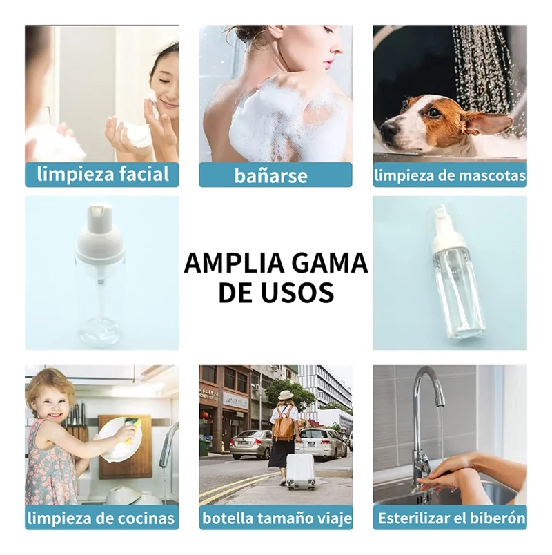 20PCS DISPENSADORA ESPUMA BOTELLAS JABON 50ML TRANSPARENTE - 3