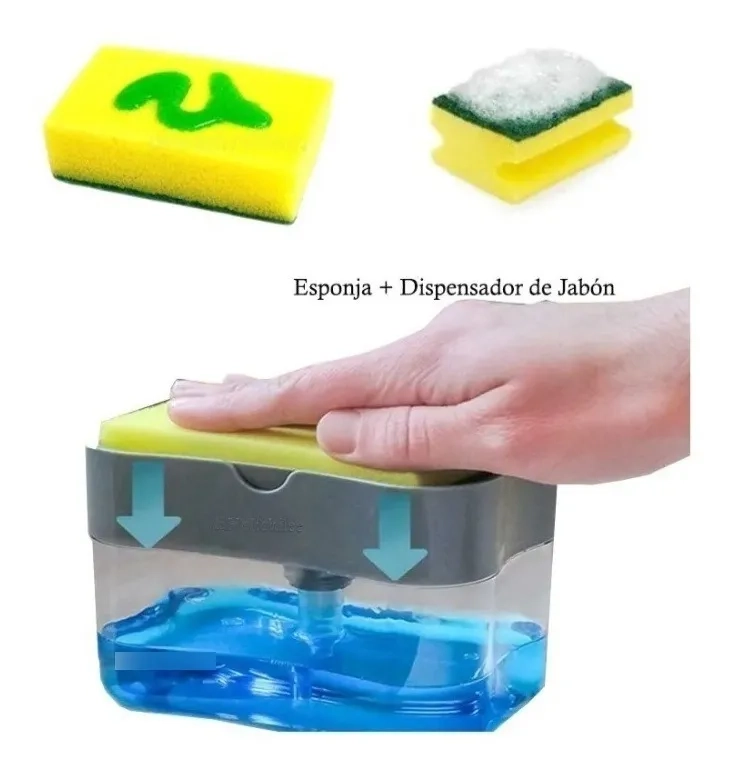 DISPENSADOR DE LAVALOZAS MANUAL CON ESPONJA AZUL - 1