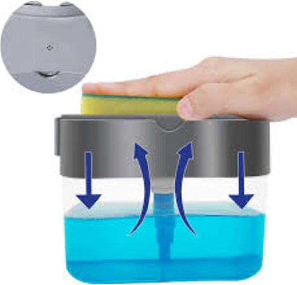 DISPENSADOR DE LAVALOZAS MANUAL CON ESPONJA AZUL - 2