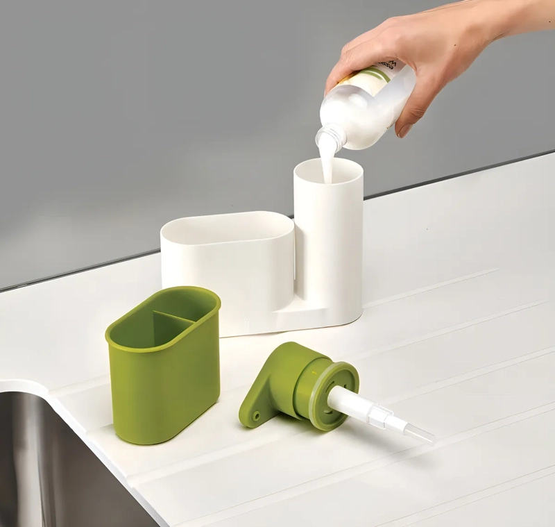DISPENSADOR JABON LIQUIDO LAVALOZAS LAVAPLATOS PORTA ESPONJA - 4