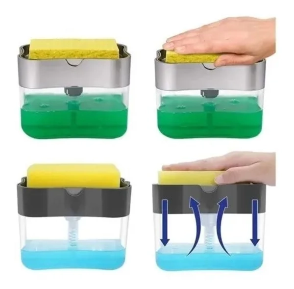PACK 2 DISPENSADOR DE LAVALOZAS MANUAL ESPONJA Y RECIPIENTE - 1