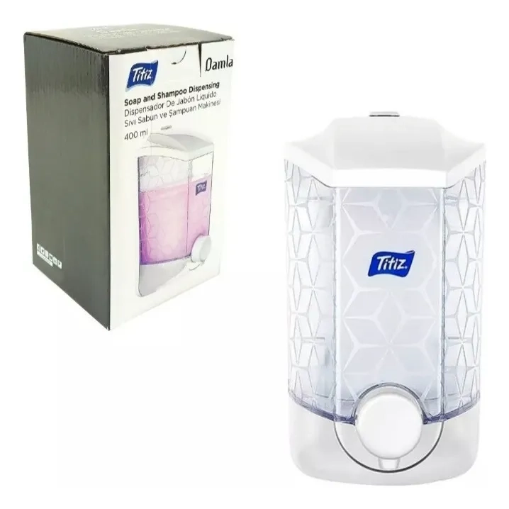 DISPENSADOR DE JABON LIQUIDO, ALCOHOL GEL TITIZ 400 ML BLANCO - 1
