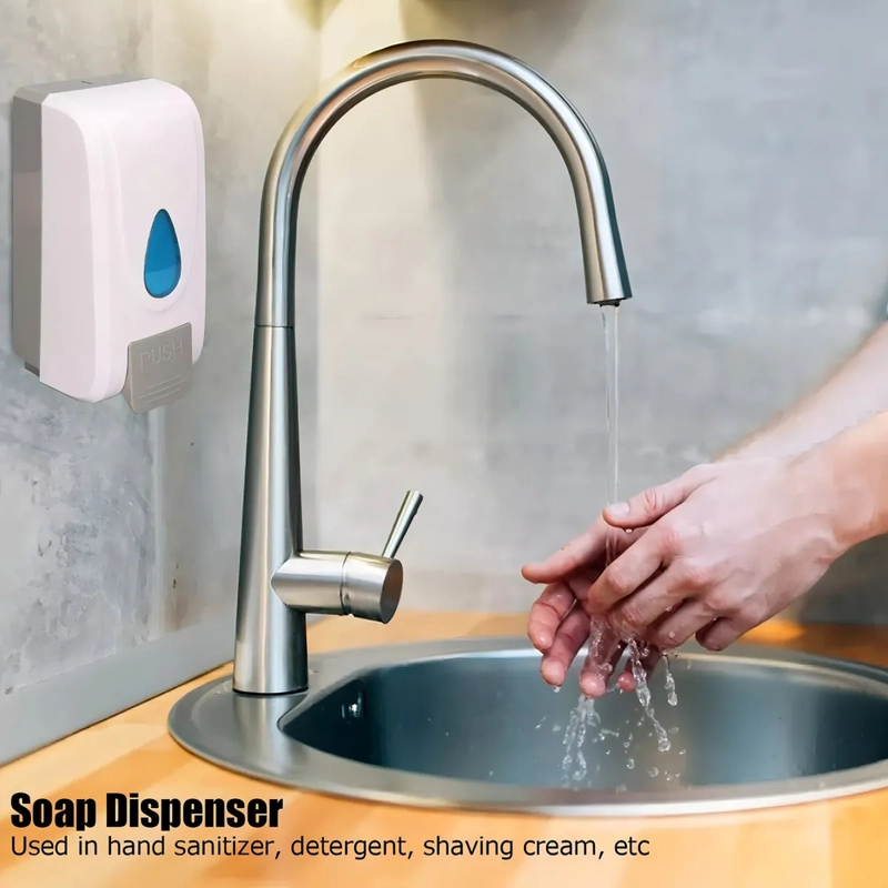 DISPENSADOR JABON LIQUIDO RELLENABLE PLASTICO AL MURO 1000ML COLOR BLANCO - 325014 - 1