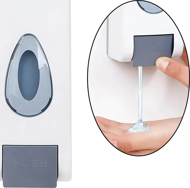DISPENSADOR JABON LIQUIDO RELLENABLE PLASTICO AL MURO 1000ML COLOR BLANCO - 325014 - 2