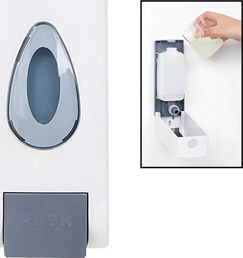 DISPENSADOR JABON LIQUIDO RELLENABLE PLASTICO AL MURO 1000ML COLOR BLANCO - 325014 - 3