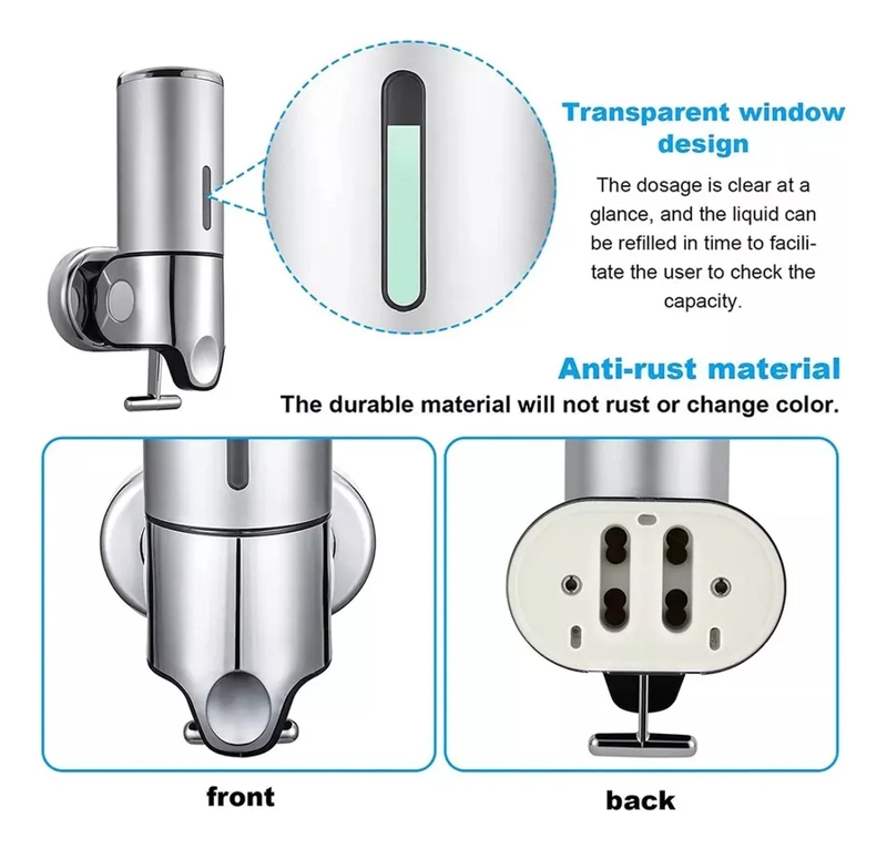 DISPENSADOR DE JABON INOXIDABLE LIQUIDO MONTADO EN LA PARED - 3