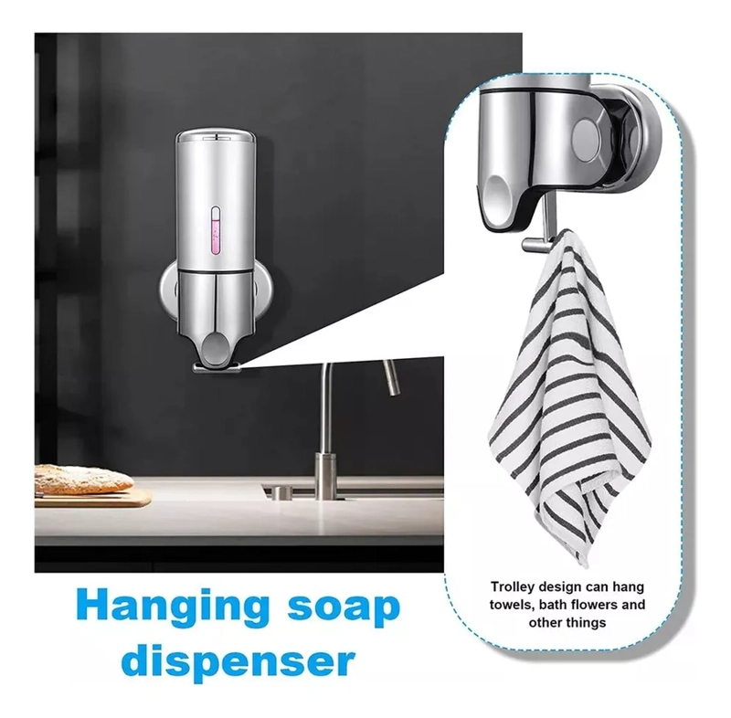 DISPENSADOR DE JABON INOXIDABLE LIQUIDO MONTADO EN LA PARED - 4